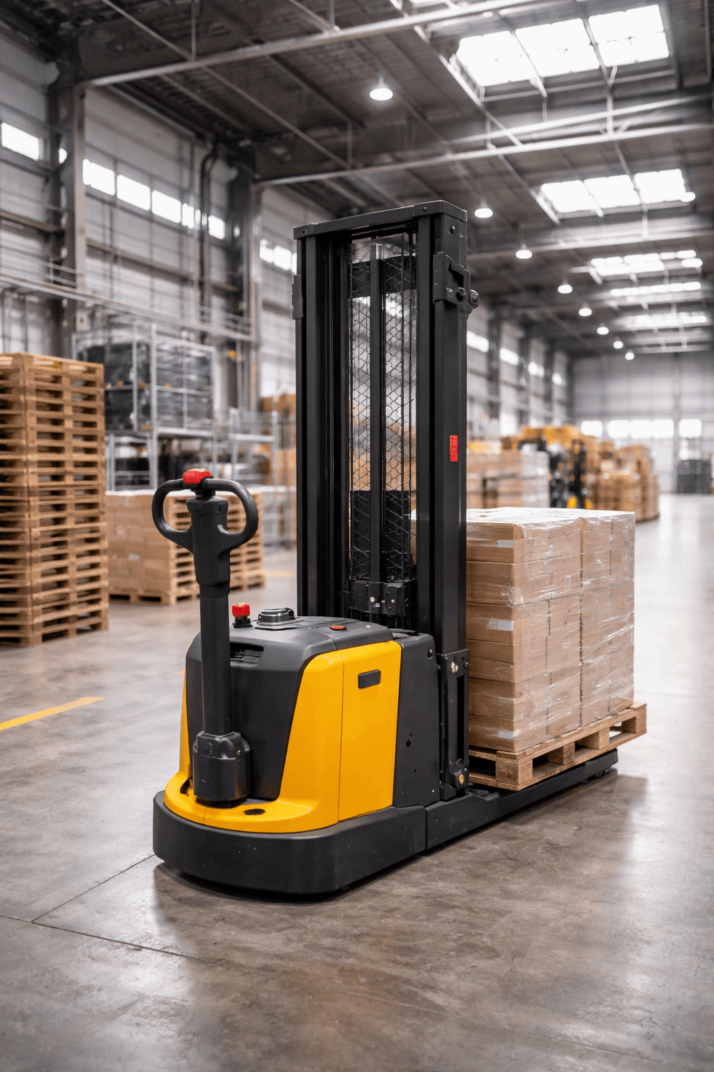 Gerbeur électrique utilisé dans un environnement logistique
